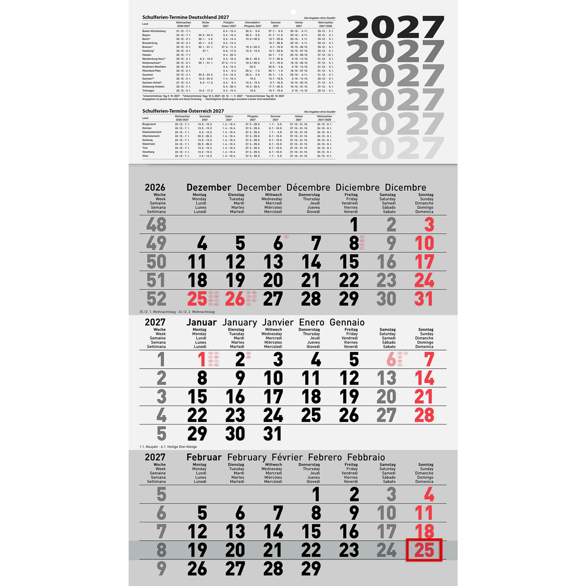 Glocken Wandkalender