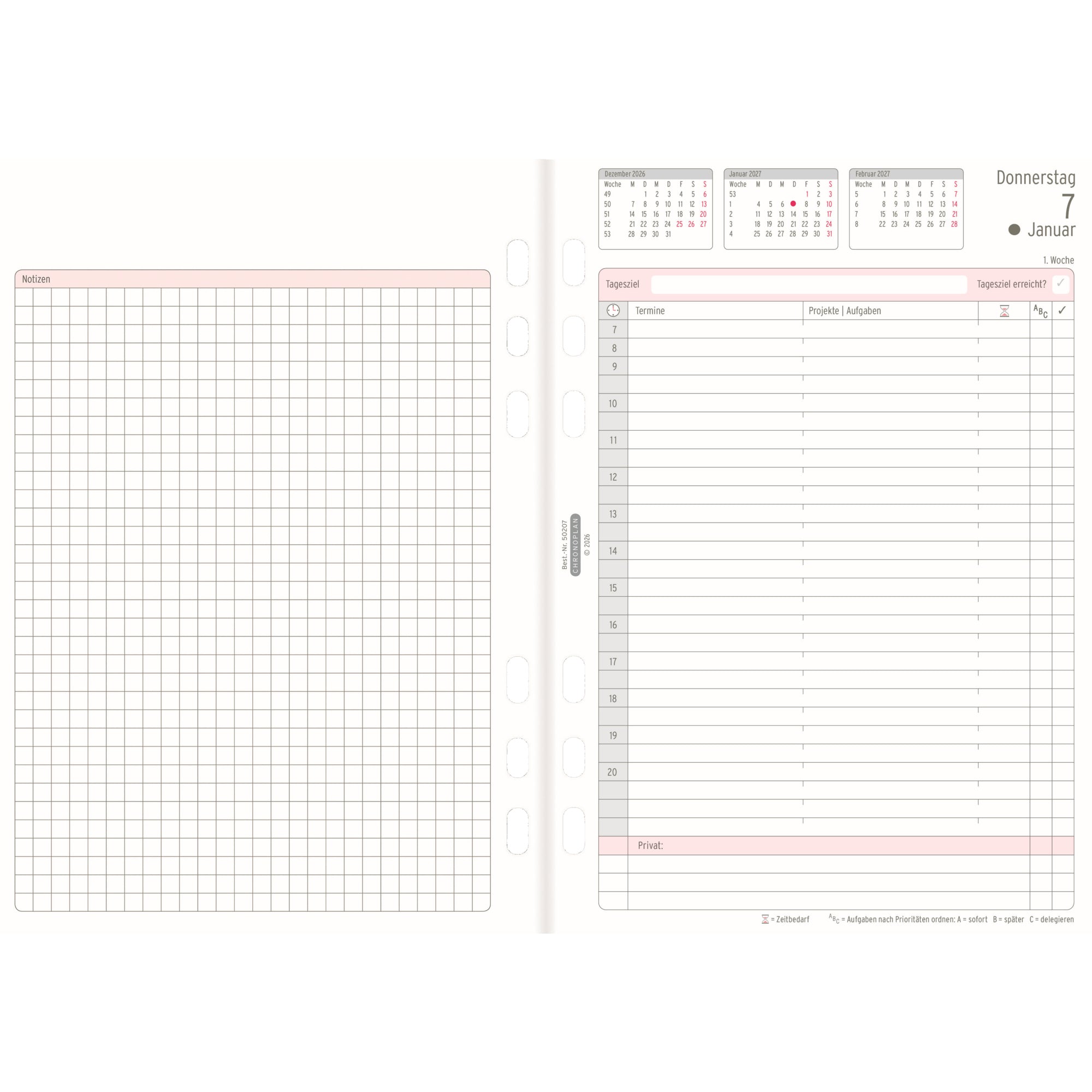 Chronoplan Einlage Kalender, DIN A5