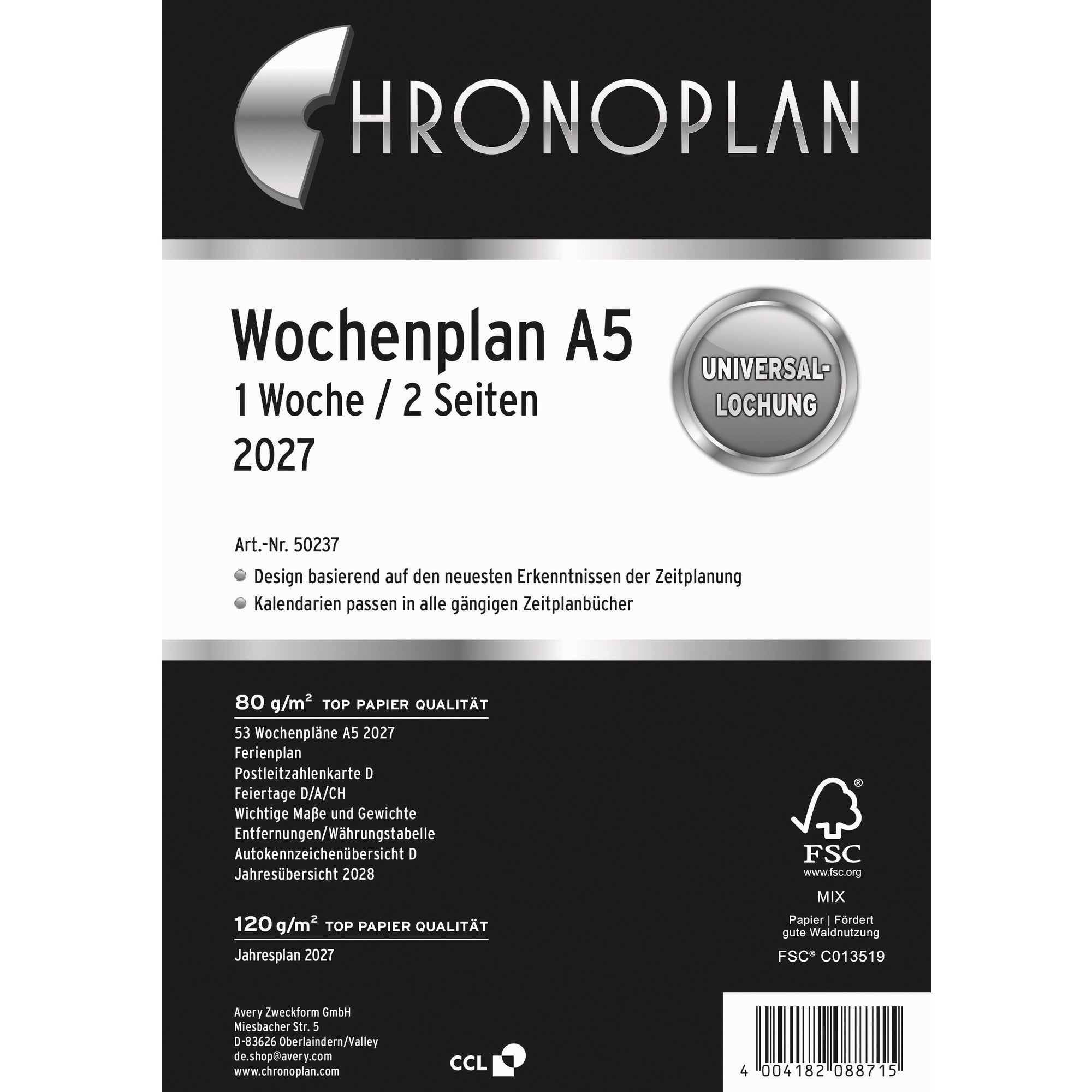 Chronoplan Einlage Kalender, DIN A5
