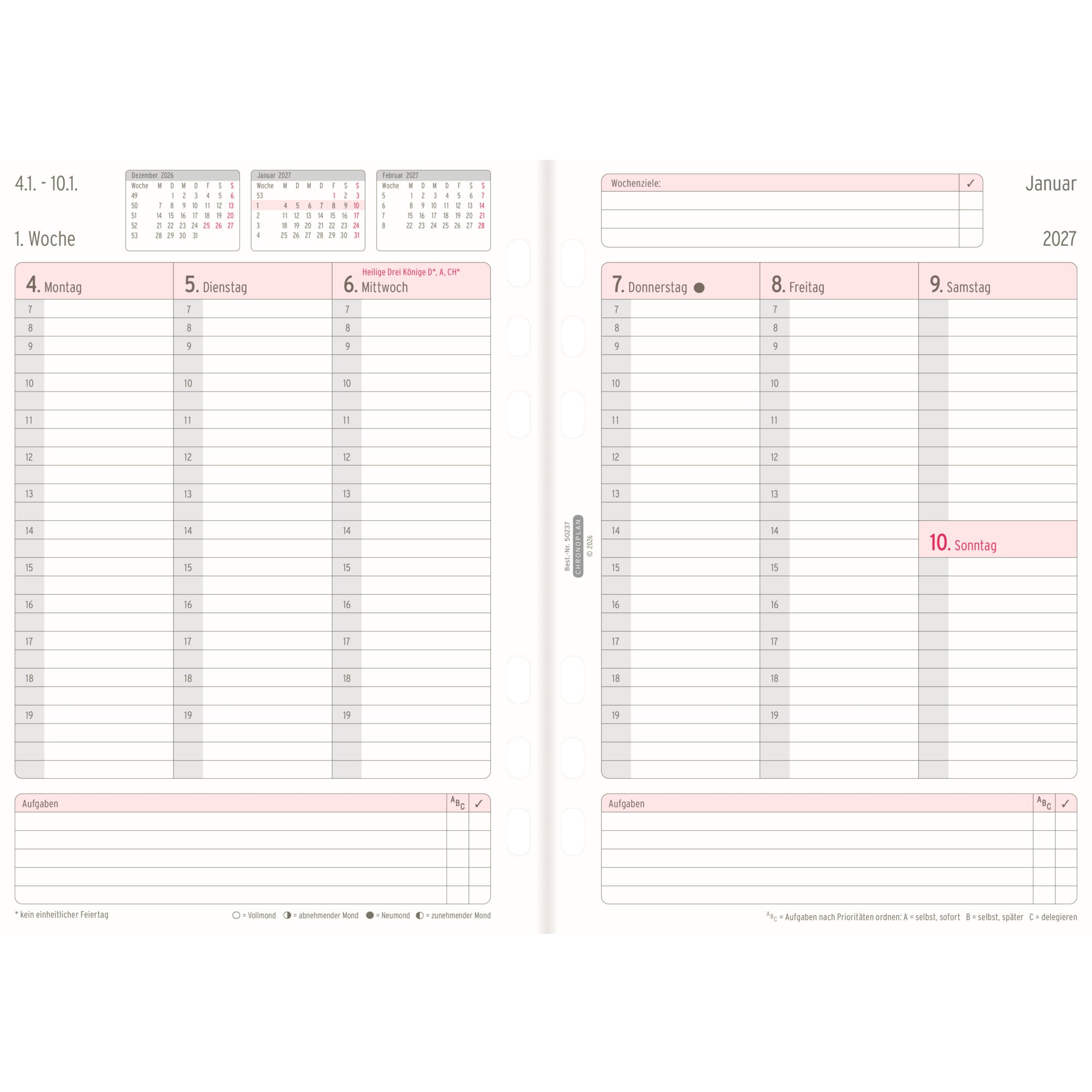 Chronoplan Einlage Kalender, DIN A5