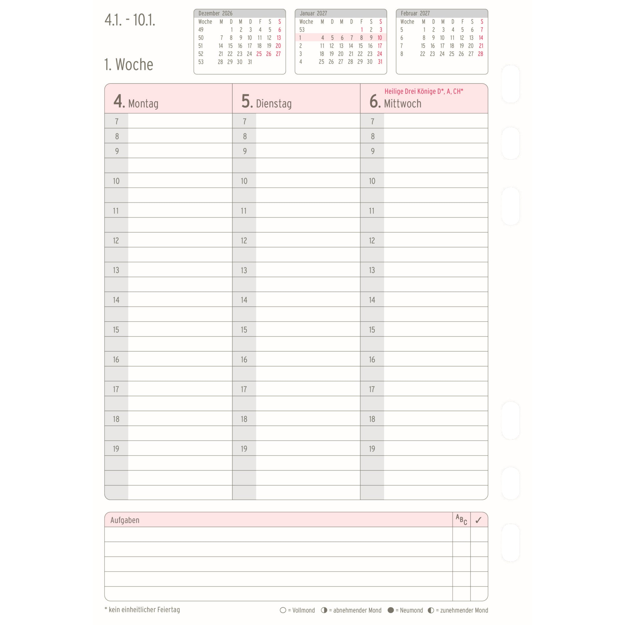 Chronoplan Einlage Kalender, DIN A5