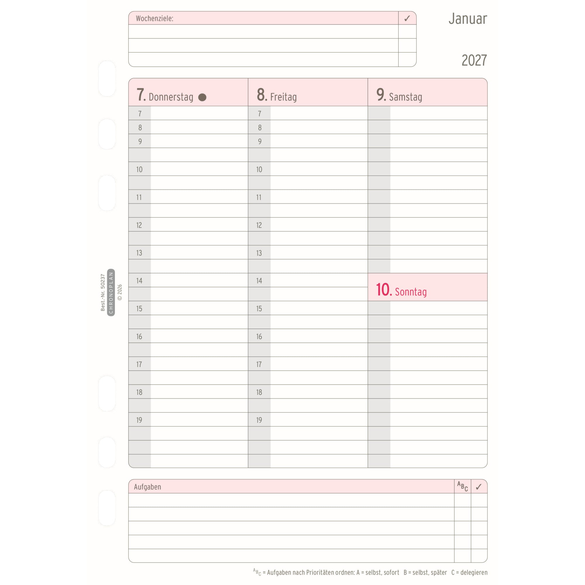 Chronoplan Einlage Kalender, DIN A5