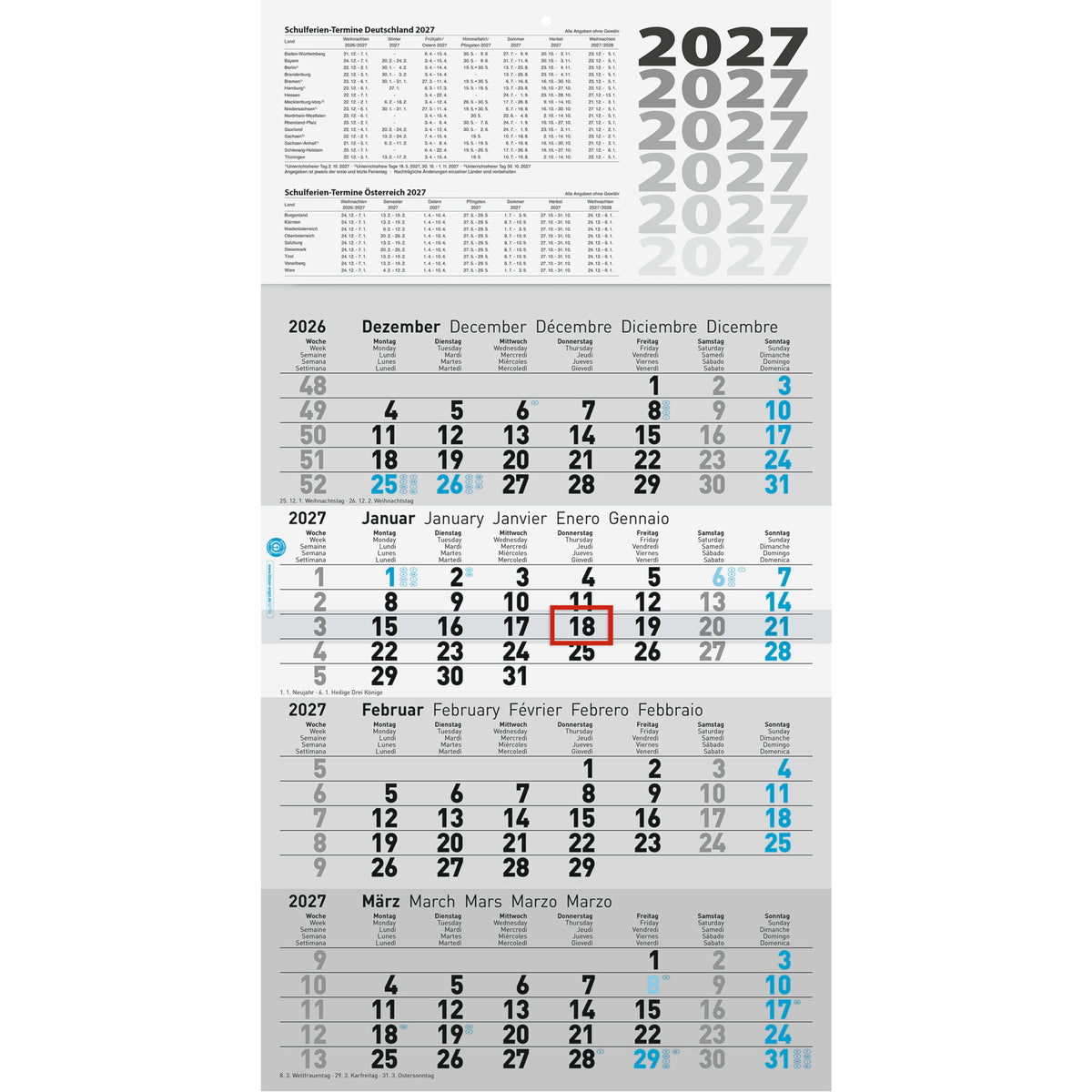 Glocken Wandkalender