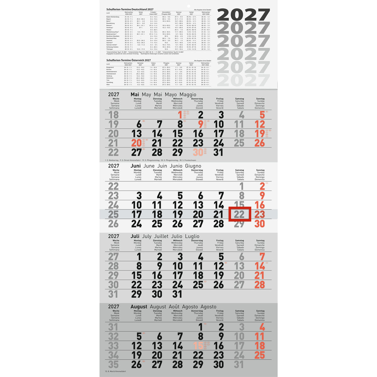 Glocken Wandkalender