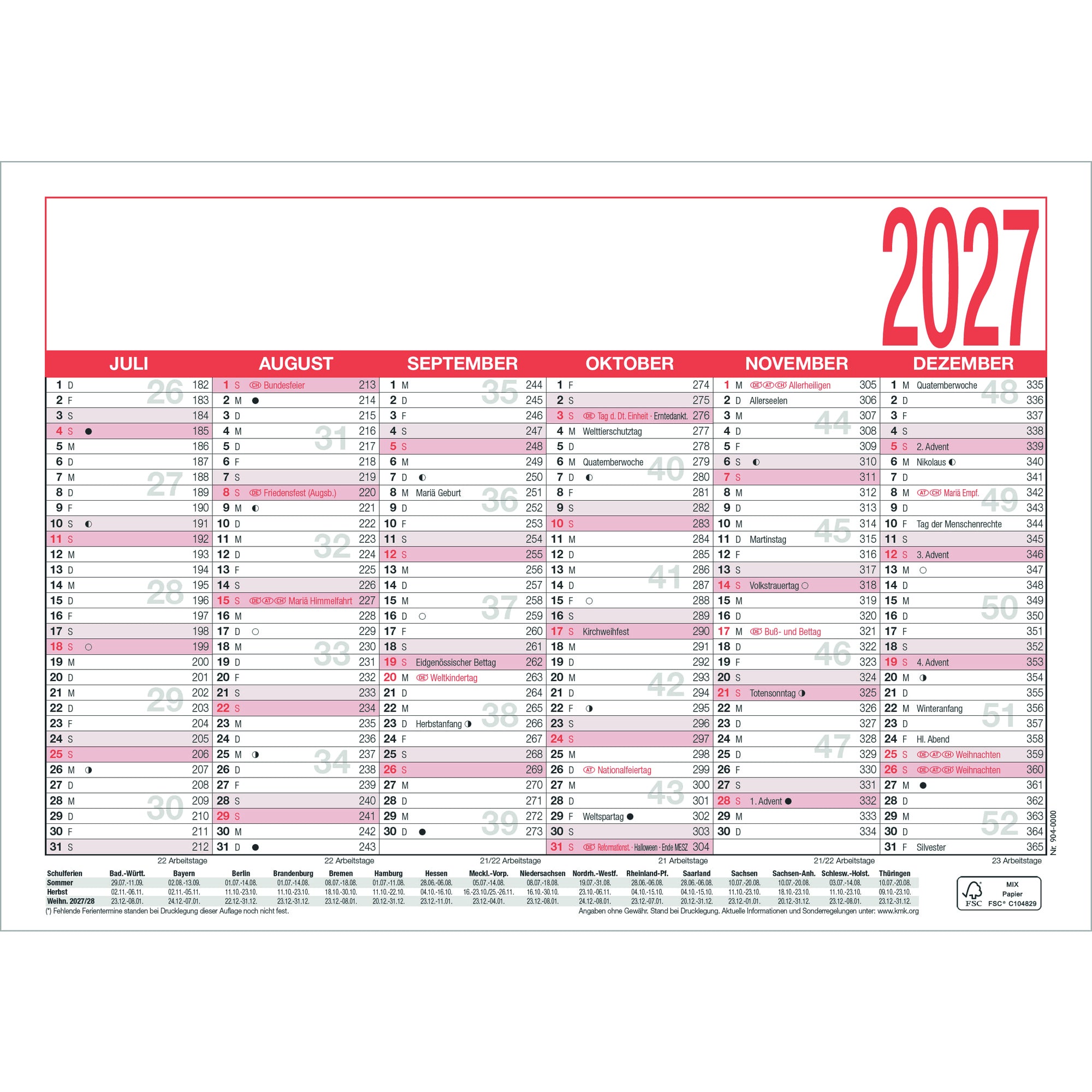 ZETTLER Tafelkalender 904, DIN A5