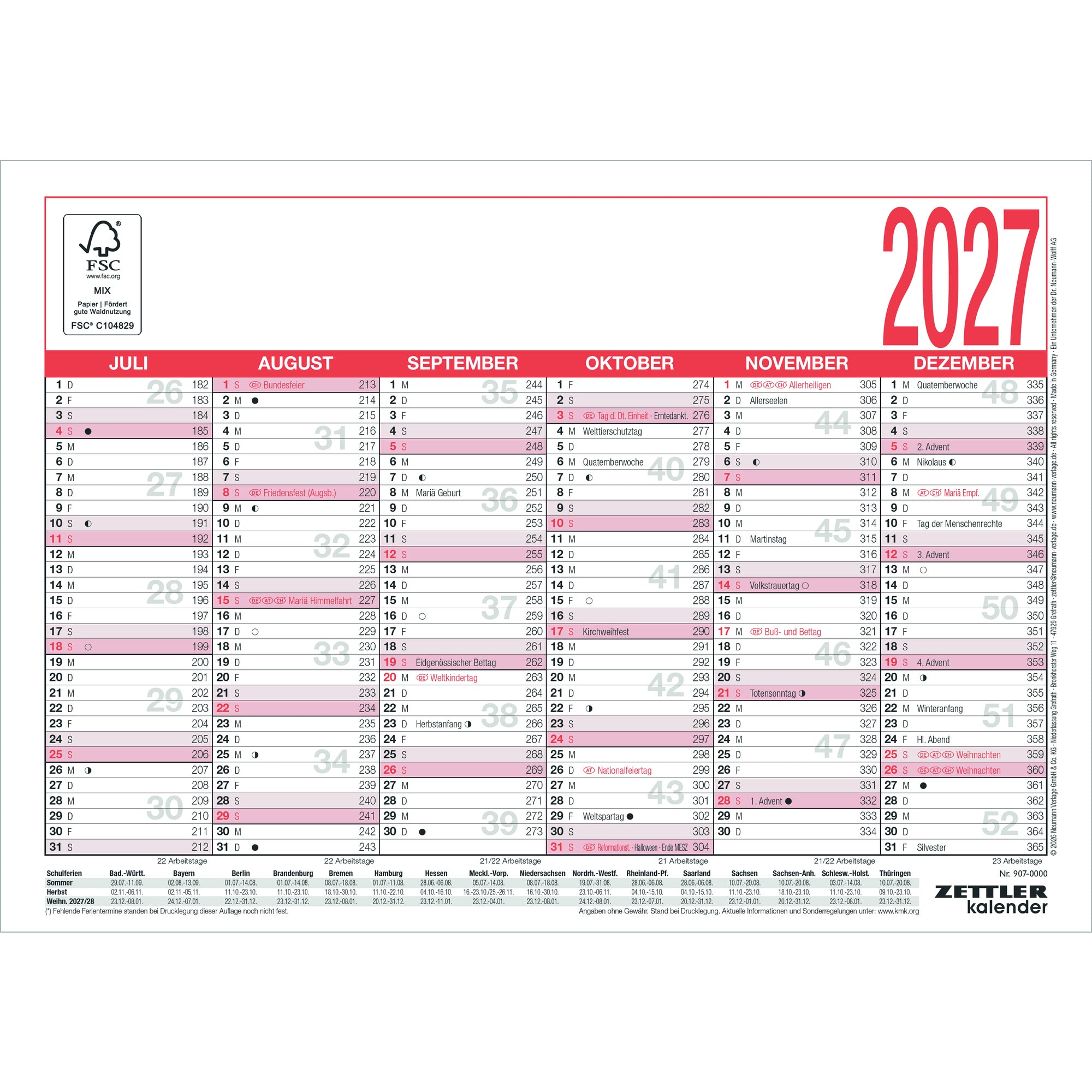 ZETTLER Tafelkalender 907
