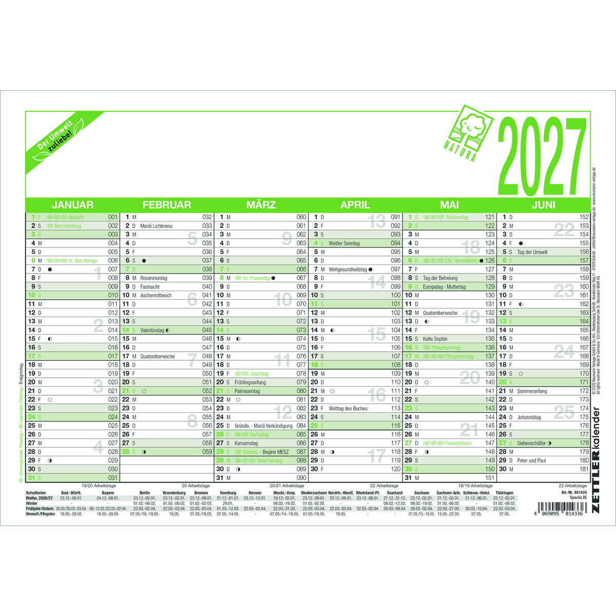 ZETTLER Tafelkalender Natura