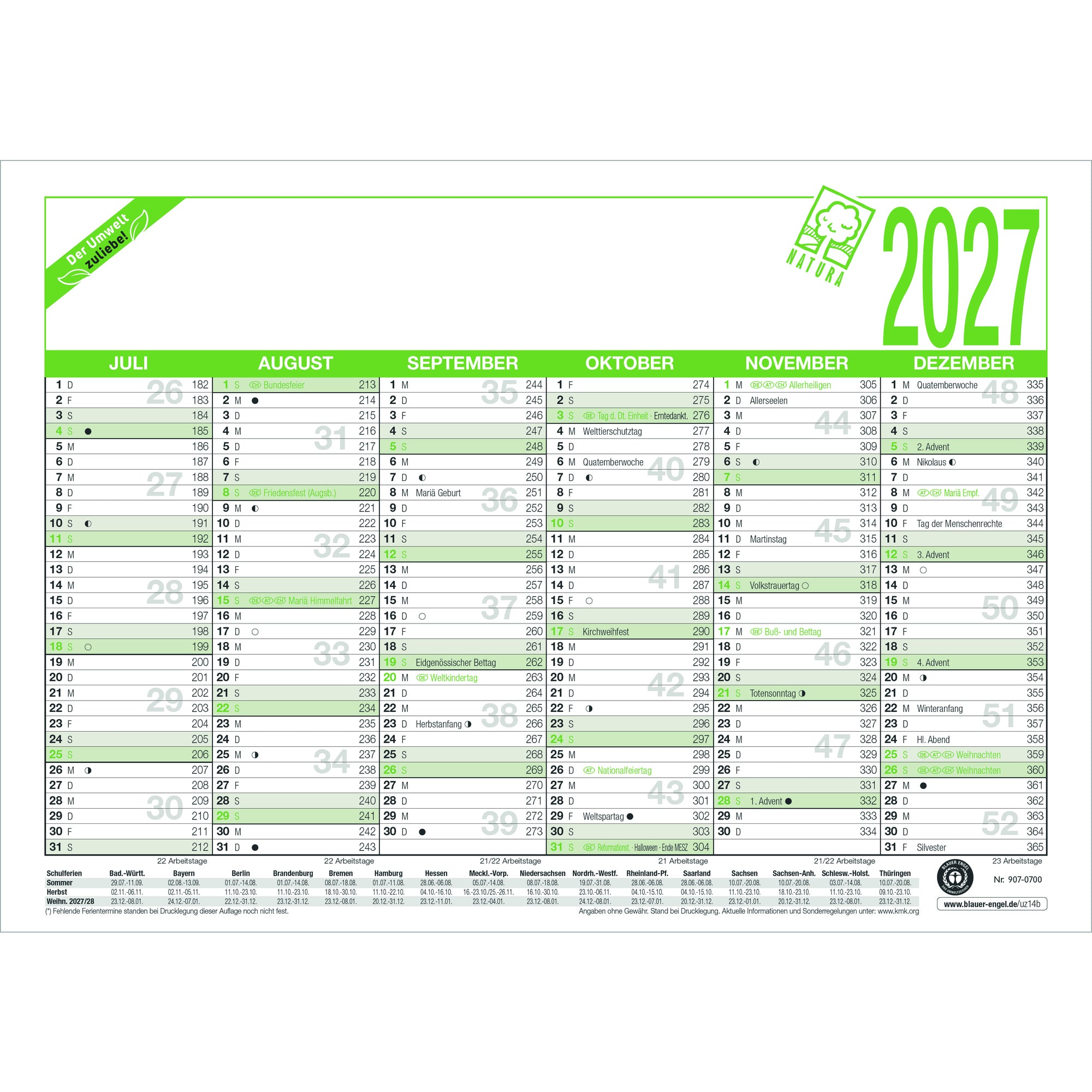 ZETTLER Tafelkalender Natura