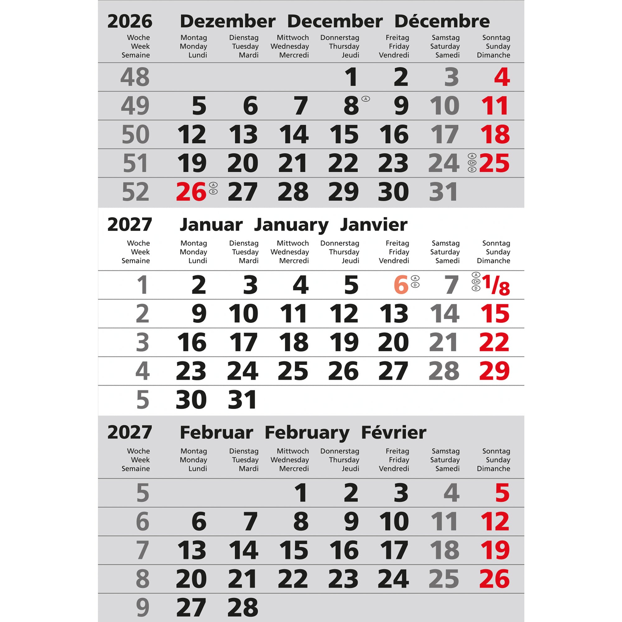 Güss Ersatzeinlage Aufstellkalender