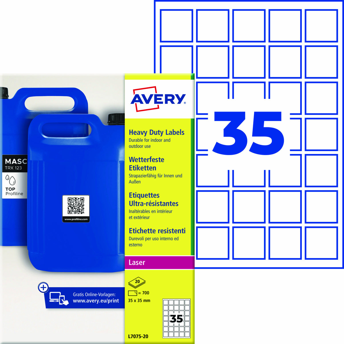 Avery Folienetikett, weiß