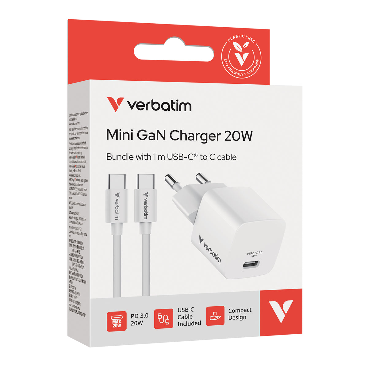 Verbatim Ladeadapter SET Mini GaN 20W + USB-C Kabel ws
