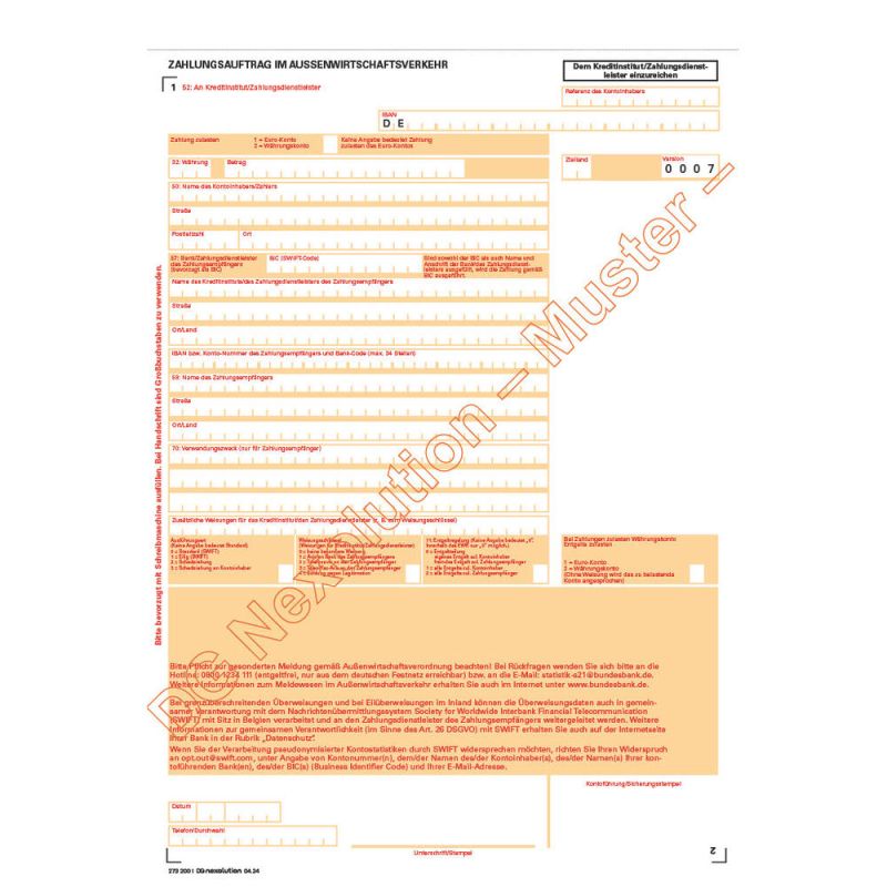 Zahlungsauftrag im Außenwirtschaftsverkehr